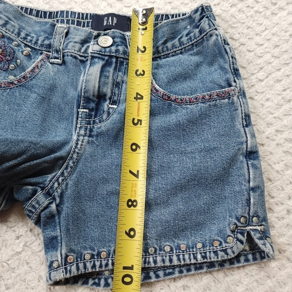 Vintage Kids Gap Cute Floral Embroidered Crochet Jean Shorts Size 3